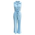 thumbnail image 4 of Idoravan Jumpsuits for Women Dressy Womens Fashion Summer Solid Casual Sleeveless Button Belt Long Jumpsuit, 4 of 6