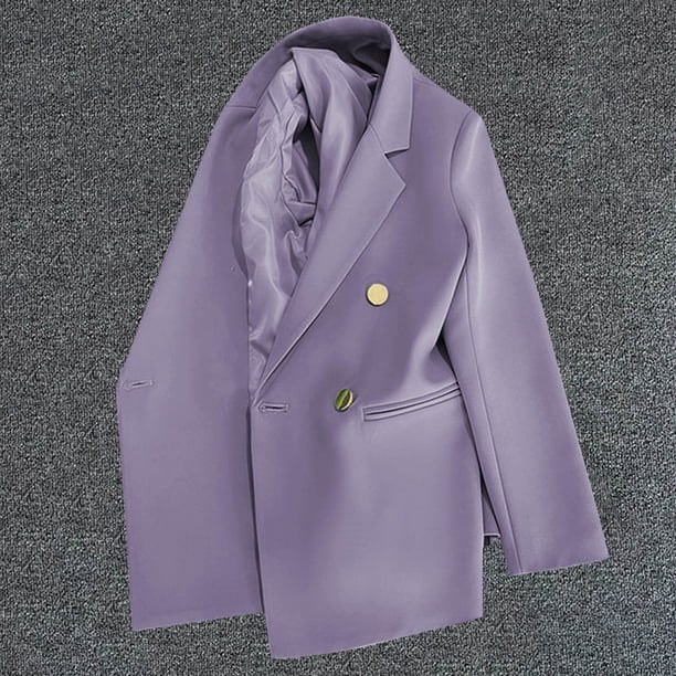 Blazer de mujer, moda informal, color liso, bolsillo, cuello vuelto, blusa de manga larga, blazer, blusa de dacrón para mujer