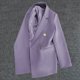 thumbnail image 1 of Blazer de mujer, moda informal, color liso, bolsillo, cuello vuelto, blusa de manga larga, blazer, blusa de dacrón para mujer, 1 of 3