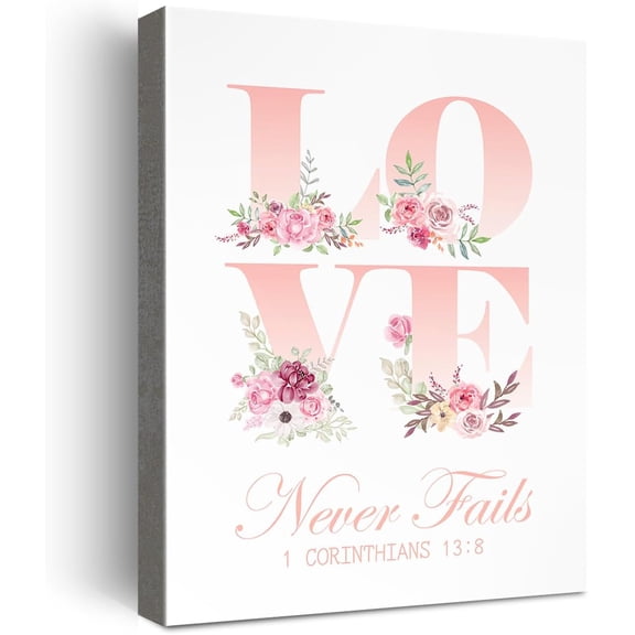 Inspirational Christian Wall Decor,Love is Never Fails 1 Corinthians 13:8 Bible Verses Canvas Poster Print Wall Art,Religious Faith Wall Art,Scripture Home Office Bedroom Decoration