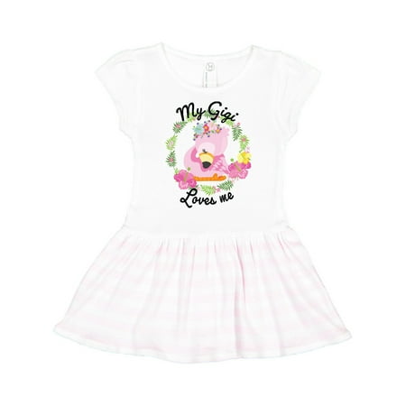 

Inktastic Baby Flamingo My Gigi Loves Me with Flower Wreath Gift Toddler Girl Dress