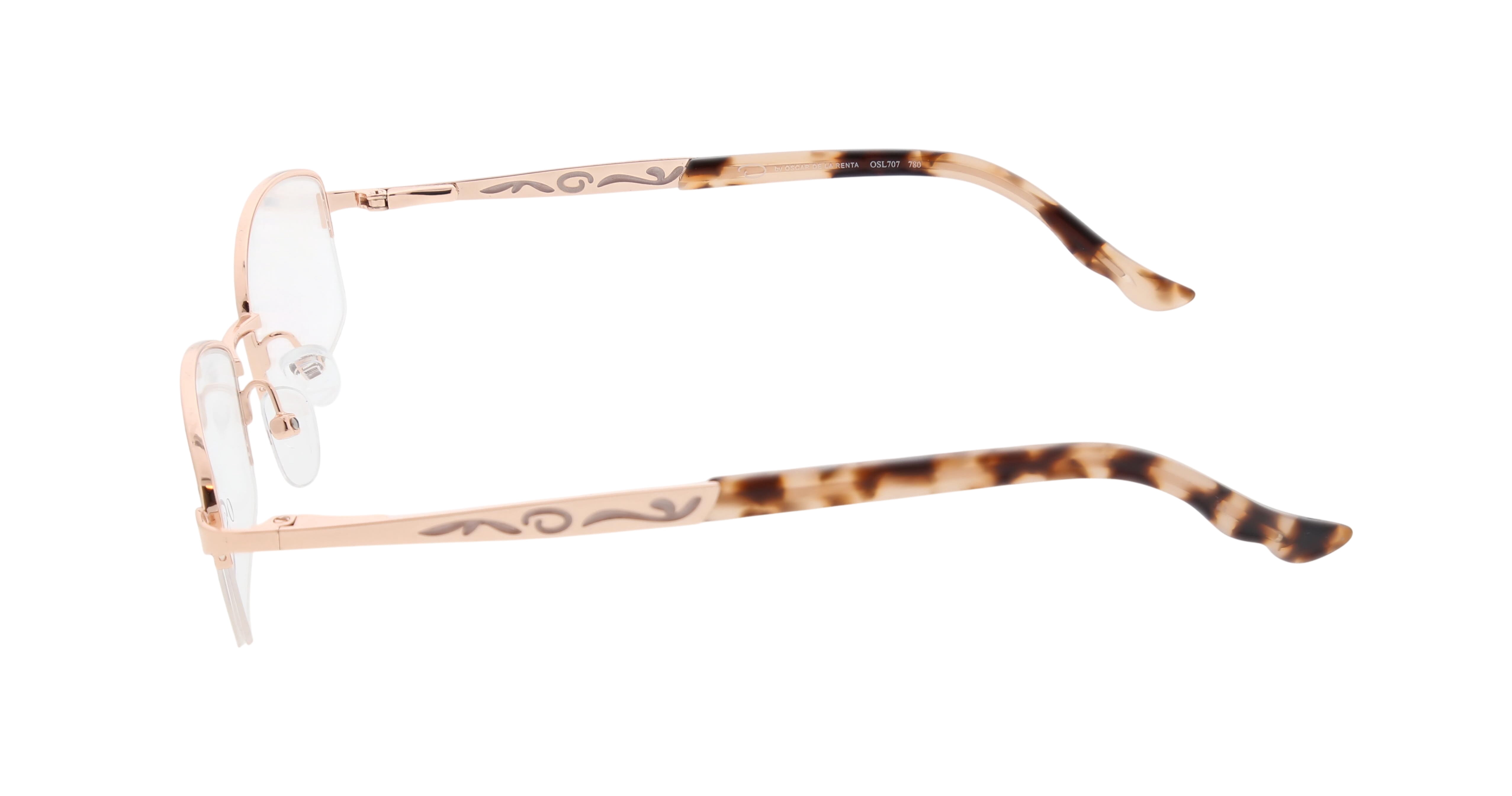 Oscar by Oscar de la Renta Womens Eyeglasses OSL707 Shiny Rose Gold Semi-Rimless Rectangle