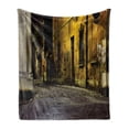 thumbnail image 1 of Street Soft Flannel Fleece Throw Blanket, Old Empty Dark City Streets Avenues with Homes Photograph Civilization Print, Cozy Plush for Indoor and Outdoor Use, 50" x 70", Multicolor, by Ambesonne, 1 of 6