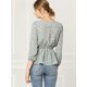 thumbnail image 4 of Blusa de Cintura con Cinturón Y Estampado Floral Allegra K para Mujer Cuello Cuadrado Gasa Vintage Menta Verde L, 4 of 6