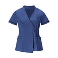 thumbnail image 2 of Women's V-Neck Tunic Top Uniform for Nurses Carers Clinic Staff Protective Clothing Casual Work Office Medical Scrubs Fashion Essential | CSEONE,Dark Blue L, 2 of 8