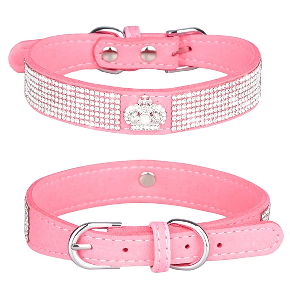 LaidanAdjustable Soft Velvet Crown Rhinestone Dog Collar