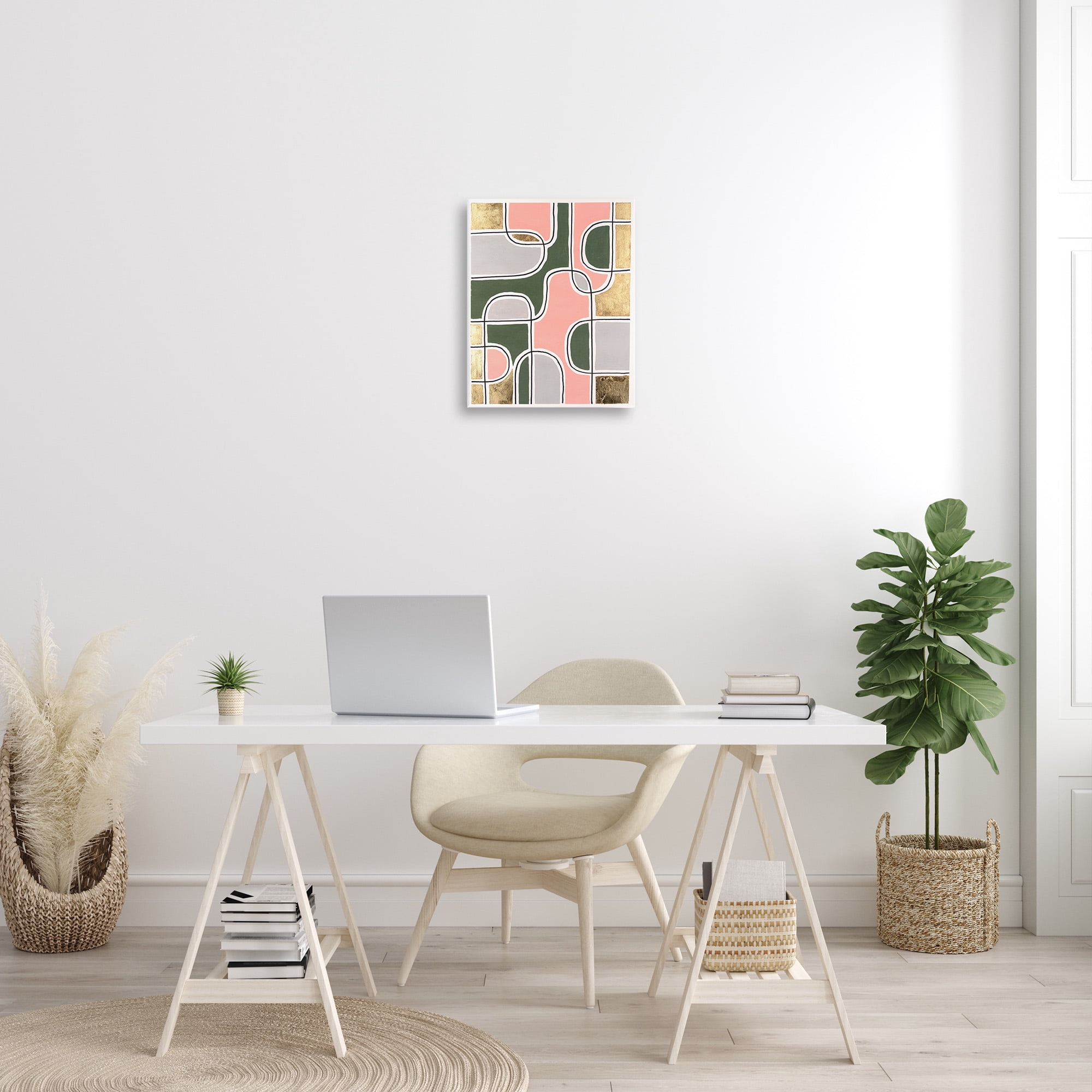 Stupell Industries Modern Shapes & Glam Abstract Painting Gallery Wrapped Canvas Art Print Wall Art, 16 x 20