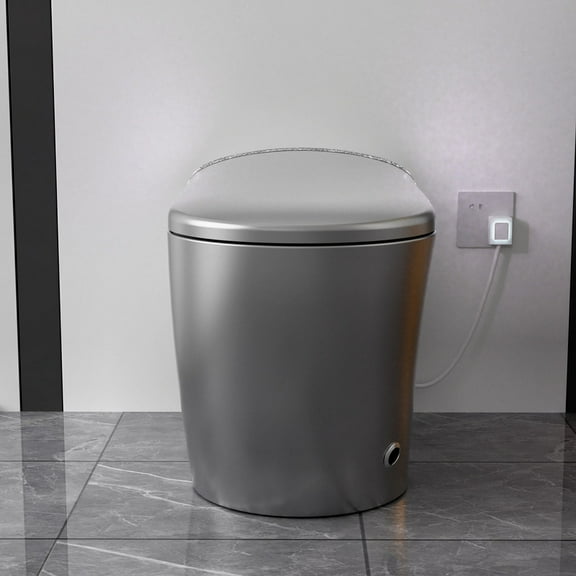 TICOZE Starry Night Light Smart Toilet with Bidet Built In, Modern Design For Bathroom, Auto Open/Close Seat, Foot Sensor, LED Display,Night Light, Warm Water & Dryer,Matte Grey