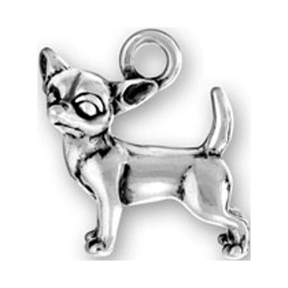 Sterling Silver 16" .8mm Box Chain 3D Detailed Chihuahua Dog Pendant Necklace