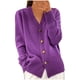 thumbnail image 2 of Suéter de punto para mujer, de color liso, de manga larga, con cuello en V y botones en forma de corazón, blusa, 2 of 6