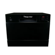 Magic Chef MCSCD6B5 Countertop Dishwasher, 120 Volt, Black, Height 17.2 in Width 21.7in Depth 19.7in