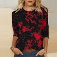 thumbnail image 1 of Neewe 3/4 Length Sleeve Women Tops Crew Neck Blouses Dressy Casual Round Neck T Shirts Loose Fit Business Work Clothes, 1 of 5