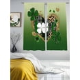 thumbnail image 3 of St. Patrick's Day Sheer Curtains 72 Inch Length 2 Panels Set Window Treatments, Spring Shamrock Gold Leopard Love Ombre Green Rod Pocket Semi Curtains for Living Room/Bedroom/Kitchen, 104"W x 72"L, 3 of 7
