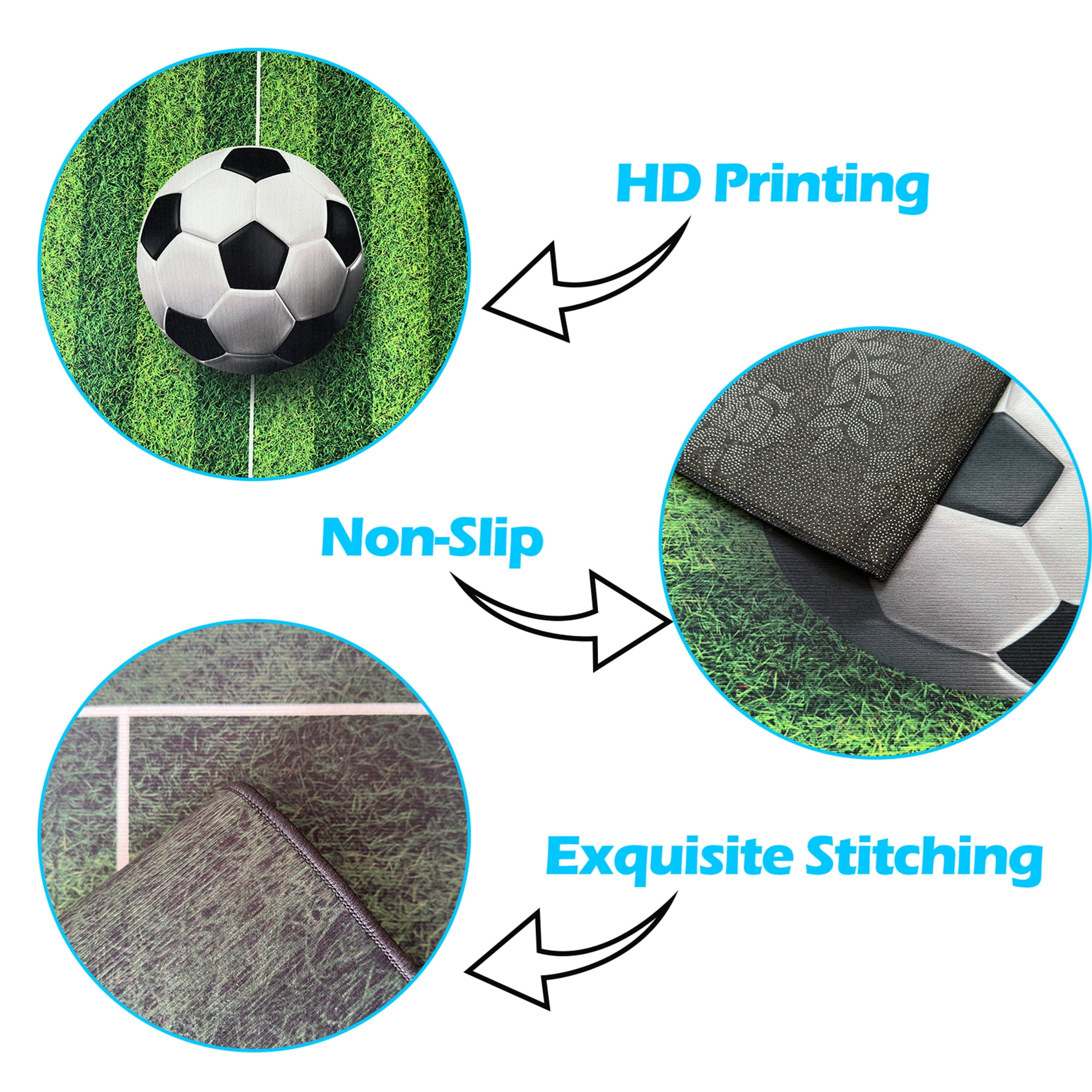 Osimiccp Soccer Rug, Non-Slip Sports Field Rug for Bedroom or Living Room, 5' x 7'