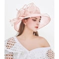 thumbnail image 3 of Organza Church Fascinator Wedding Tea Party Derby Hats for Women Flower Wide Brim Sun Hat, 3 of 7