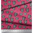 thumbnail image 2 of Soimoi Pink Poly Georgette Fabric Life Begins After Coffee Text Printed Fabric 1 Yard 42 Inch Wide, 2 of 5