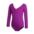 thumbnail image 4 of Girls' Solid Color Long Sleeved Round Neck Dance Practice Uniform Medium And Large Children's Jumpsuit, 4 of 7