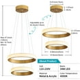 thumbnail image 5 of Deyidn 12.6 Inch 2-Light Adjustable Gold Ring Chandelier with Integrated LED, Modern Dimmable Pendant Light Fixture for Dining Room, Kitchen Island, Living Room, 5 of 9