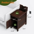thumbnail image 6 of End Table with Charging Station, Narrow Side Table for Living Room, Farmhouse Night Stand with Storage, Small Wooden Cabinet with USB Ports and Outlets for Living Room and Bedroom, Espresso, 6 of 11