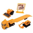thumbnail image 1 of 4Pcs 1:64 Alloy Mini Construction Truck Set, Carrier Truck, Engineering Trailer, Toys for Kids Ages 3+, 1 of 4