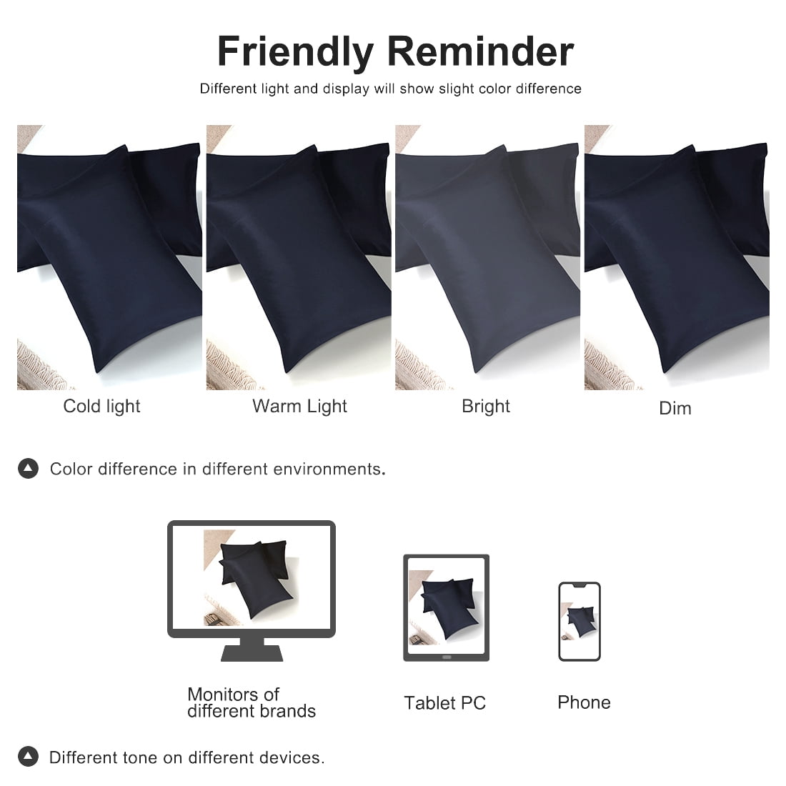 Unique Bargains 2 Packs 1800  Brushed Pillowcase Zippered  Navy Blue, King Size