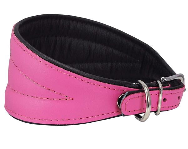 Pink Leather Whippet Dog Collar Greyhound Dog Collar Star Diamante Stitch Design 