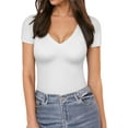 thumbnail image 2 of ORUYROP Combinaison à Manches Courtes et Manches Courtes pour Femme Deep V Neck, 2 of 5