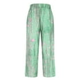 thumbnail image 5 of SELONE Green Loose Pants for Women Plus Size Mid Waist Lounge Pants with Pockets Full Length Trouser Pants Casual Long Beach Pants Pull on Straight Lightweight Comfy XL Tall Breathable Summer Clothes, 5 of 5