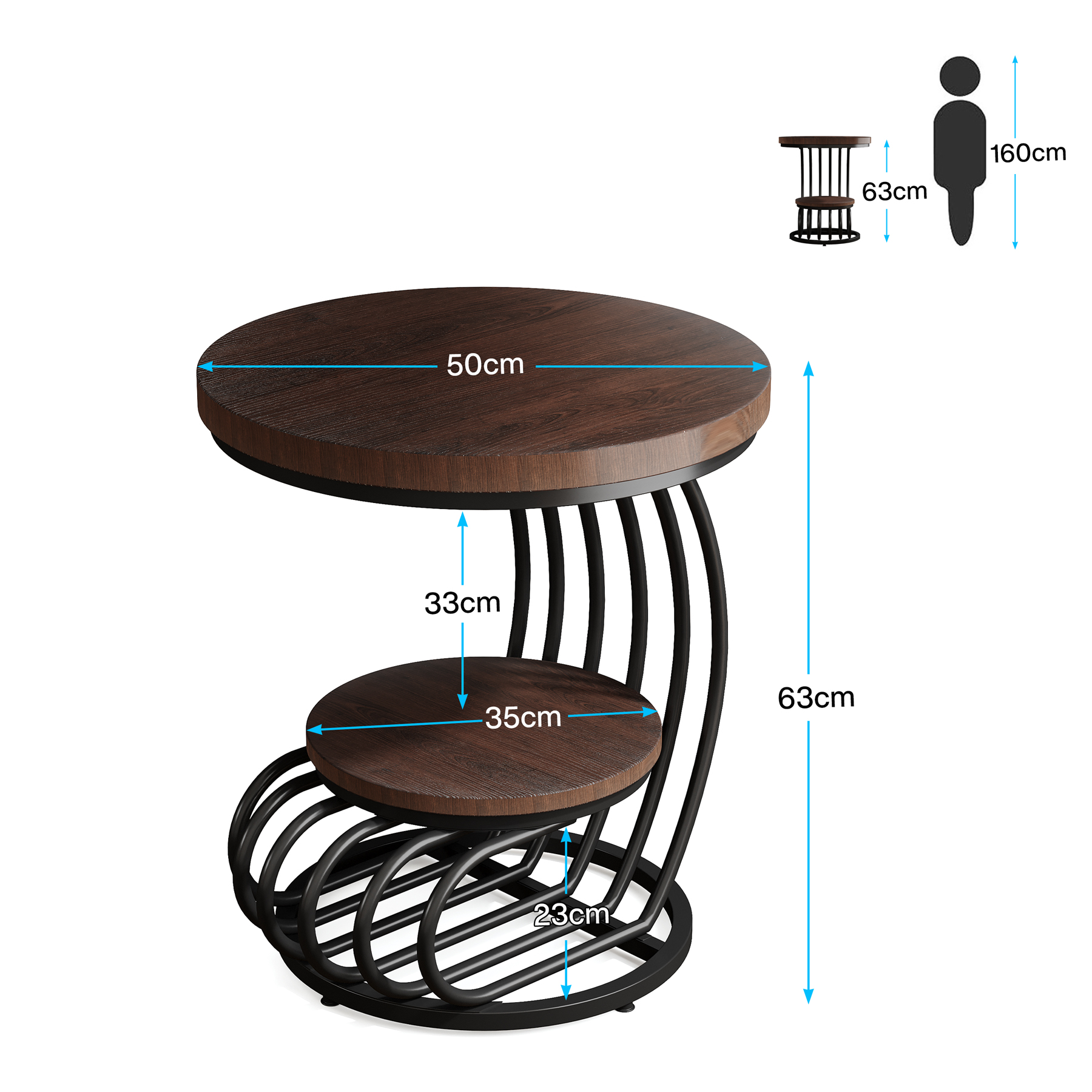 Fnova End Table Modern Wood Narrow Farmhouse Side Tables with Storage Shelf for Living Room, Bedroom, Nightstand