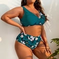 thumbnail image 5 of QUNYINEY Plus Size Womens Bikini Swimsuits High Waisted Floral 2 Piece Swimwear Push Up Triangle V Neck Swimsuit Sets, 5 of 9