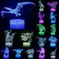 thumbnail image 2 of Lámpara de luz nocturna LED 3D serie dinosaurio 16 colores luz nocturna 3D lámparas de mesa con Control remoto juguetes regalo para decoración del hogar para niños D23, 2 of 5