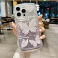 thumbnail image 3 of Funda con cordón degradado de mariposa brillante para iPhone, 14, 13, 15, 16 Pro Max, 12, 11, X, Xr, Xs, 8, 7 Plus, cadena de muñeca de mano, cubierta de onda suave, 3 of 5