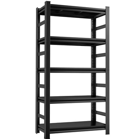 Garage Shelving,Adjustable 5 Tier Metal Shelving Unit,1500LBS Heavy Duty Garage Storage Shelves for Garage Warehouse Basement Industrial Utility Racks,Black,72" HX36" WX16" D