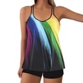 thumbnail image 1 of Women's Plus Size Tankini Sets, Tummy Control Two Piece Swimsuits with Printed Tank Top, Modest Bathing Suits with Wide Straps for Summer Beach, Pool, 1 of 5