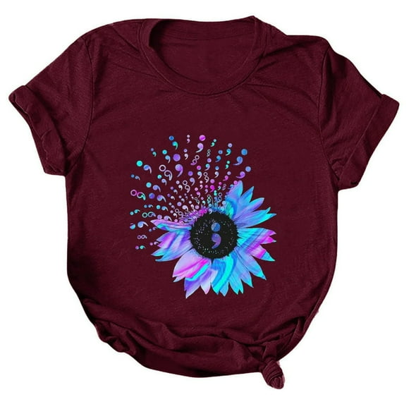 CHOK Short Sleeve for Women Womens Blouse Short T Shirt Sleeve Printed Tops Beach Casual Loose Top