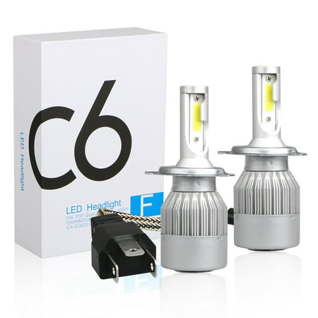 LED Headlight Bulb, EEEKit 9003 H4 HB2 LED Headlight Bulbs Waterproof 6500K Cool White COB LED Chips Dual Beam High/Low Beam 72W 7600LM, Pack of