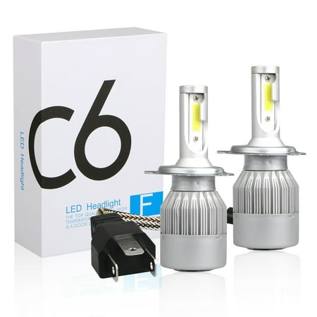 6500k Led Bulb LED Headlight Bulb, EEEKit 9003 H4 HB2 LED Headlight Bulbs Waterproof 6500K Cool White COB LED Chips Dual Beam High/Low Beam 72W 7600LM, Pack of 2 ()