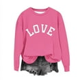 thumbnail image 7 of Tao Tao Kids Girls Boys Casual Crewneck Sweatshirt Classical Letter Graphic Prints Blouses Long Sleeve Tops Cute Pullover Loose Fit For Valentines Day Pink 11 Years, 7 of 7