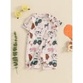 thumbnail image 2 of Newborn Baby Boy Girl Farm Outfit Animal Chicken Tractor Print Romper Short Sleeve Jumpsuit One Piece Bodysuit Country Clothes, 2 of 7