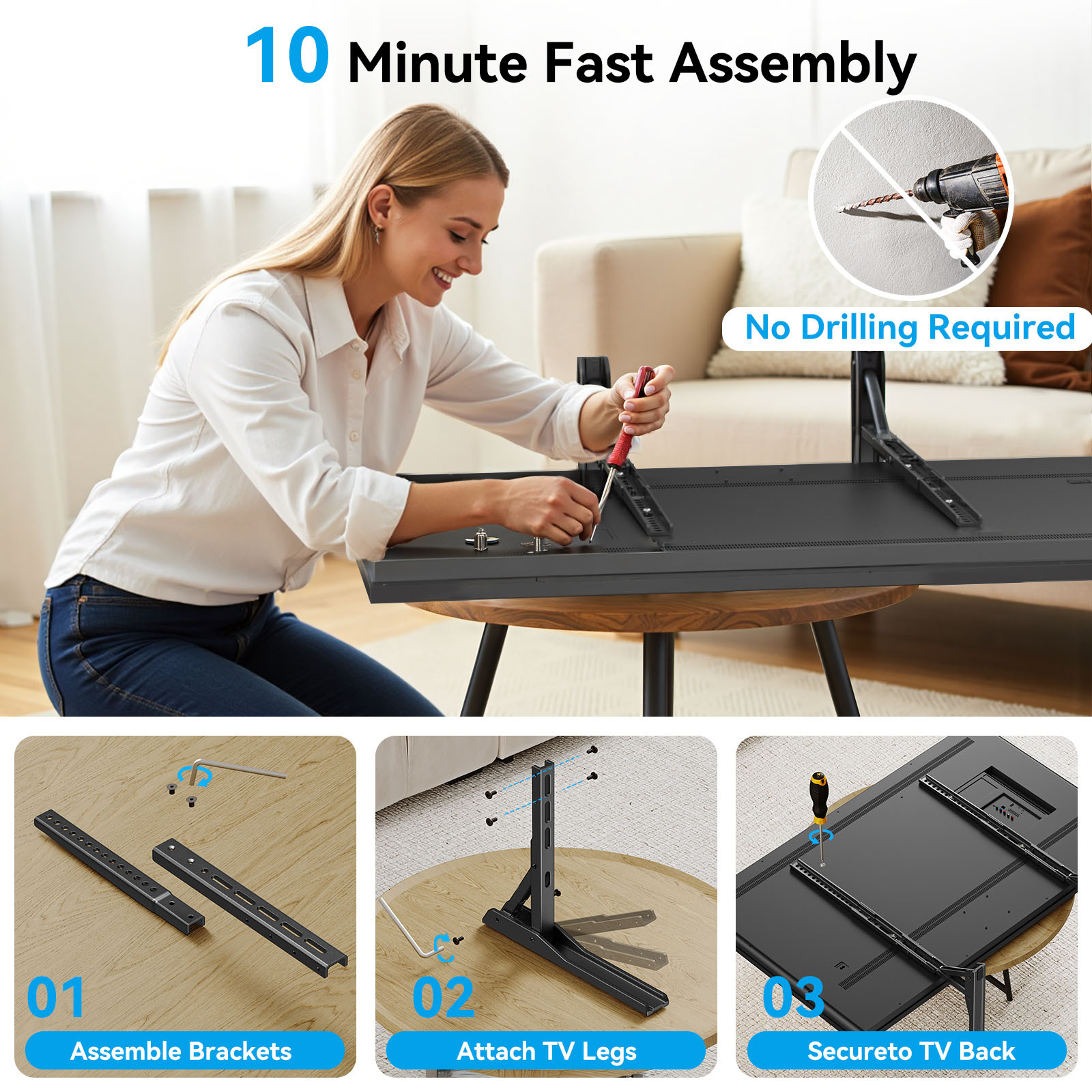 MountFTV Universal Tabletop TV Stand for 20-75 Inch TVs photo 4