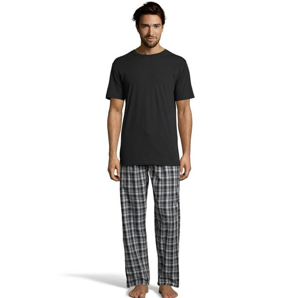 Hanes - Hanes Mens Sleep Set with Woven Knit Pants, L, Black - Walmart.com - Walmart.com