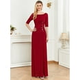 thumbnail image 2 of Wedding Dress Wedding Guest Dresses for Women Women's Clothing Frill Sleeve Wine Red Dress Party Dress Evening Dress Long Skirt, 2 of 6