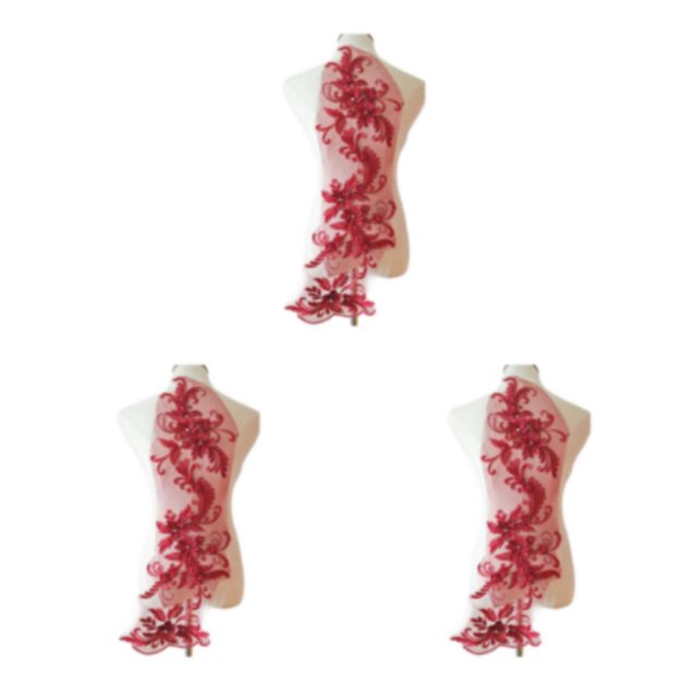 Baohd Robe en Dentelle Époustouflante Patch Applique pour Vêtements à la Mode Robe de Mariage Élégante et à la Mode Unique Rouge Vin 3ensemble