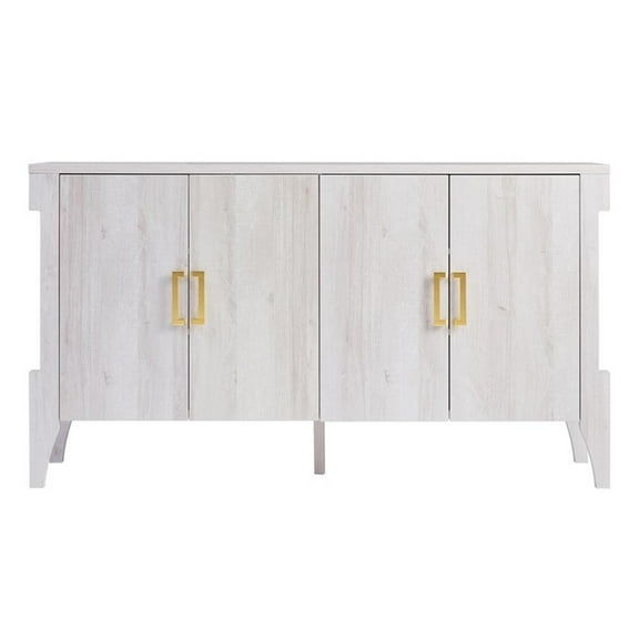 Furniture of America Flyn Farmhouse Wood 6-Shelf Buffet in White Oak