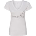 thumbnail image 3 of Inktastic Funny Golfing Tee He's Golfing Women's V-Neck T-Shirt, 3 of 5