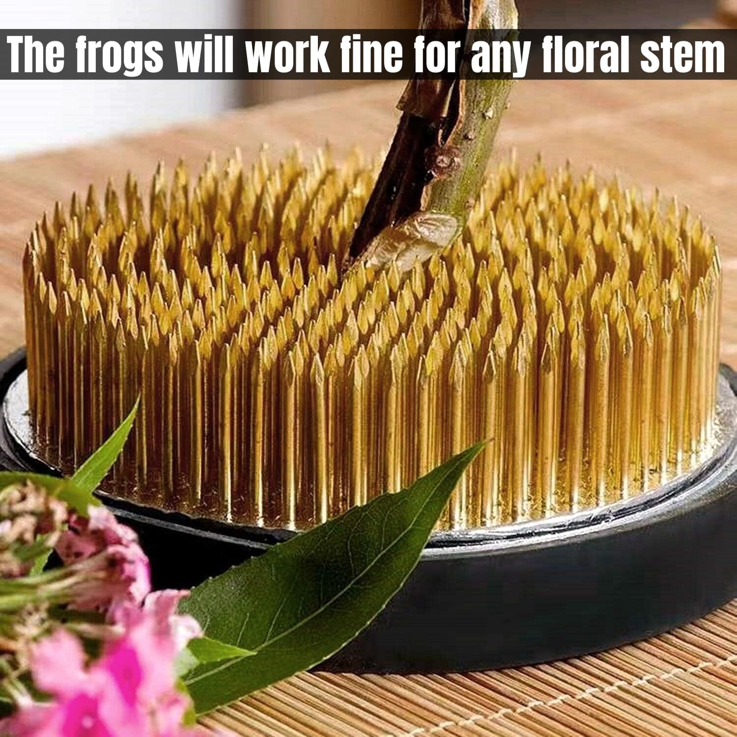 ABCISI Flower Frogs for Flower Arrangements Supplies, Japanese Flower Arranging Ikebana Kenzan, Pin Frogs for Flowers Holder with Rubber Base Flower Fixed Tools (3.15inch)