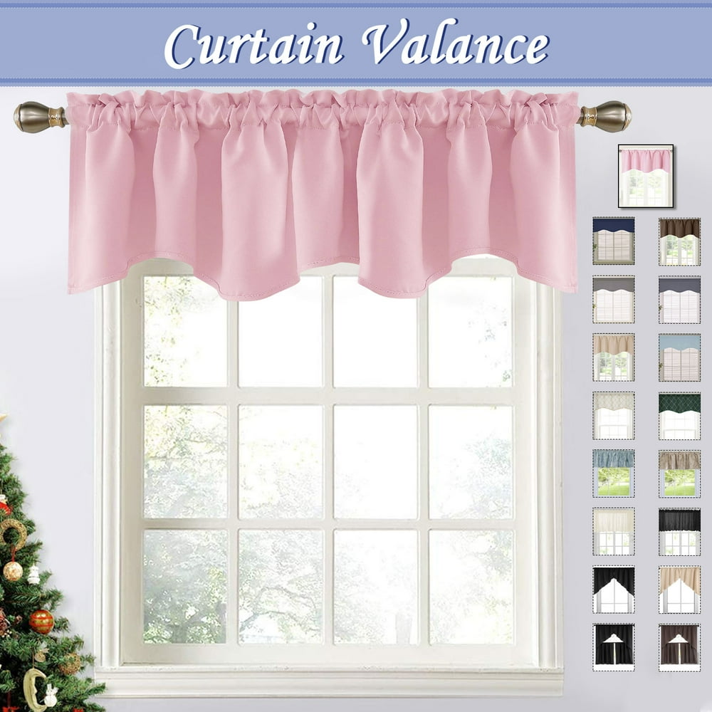 Home Pink Blackout Window Valance for Kitchen, 52" x 18" Minimalism
