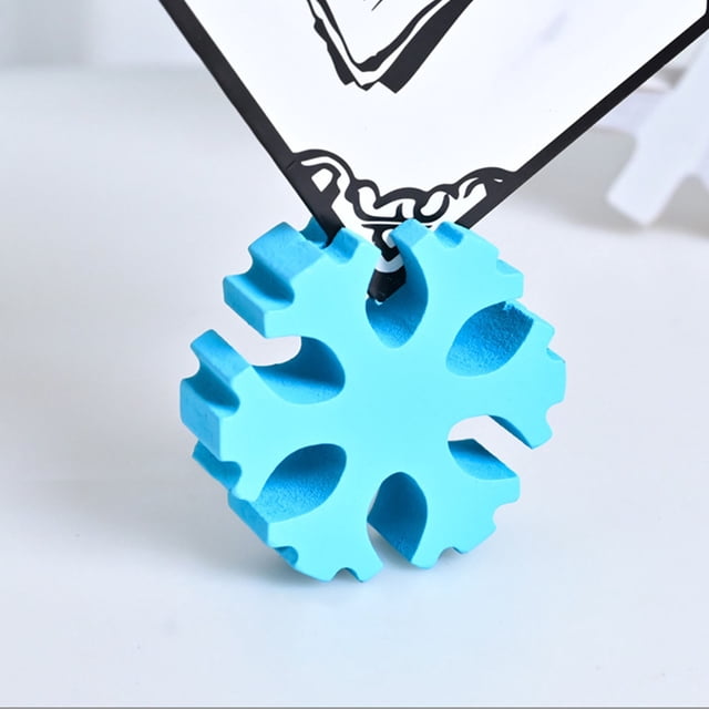 Xihbxyly Base de Copo de Nieve Navideño, Letrero de Madera para Escritorio, Elegante Tarjetero, Decoración Festiva para El Hogar y La Oficina, Decoración Navideña Versátil, 5 X 5 X 1,5 Cm, Azul y Bla