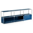 thumbnail image 4 of Raffle Pinker Metal Storage Cabinets with 3 Doors and Shelves Tall Steel Lockers Accent Storage Organizer for Living Room,Blue, 4 of 7