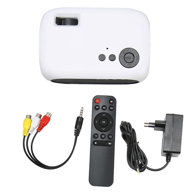 Mini proyector portátil M24, multifunción, sonido envolvente de 360 grados, proyector de vídeo para cine en casa, 100-240V, enchufe blanco de la UE